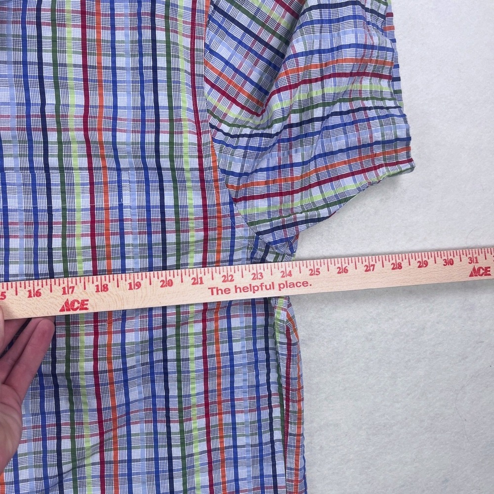 Brooks Brothers 346 Mens Large Short Sleeve Plaid Seersucker Cotton Shirt Multi - Picture 5 of 6